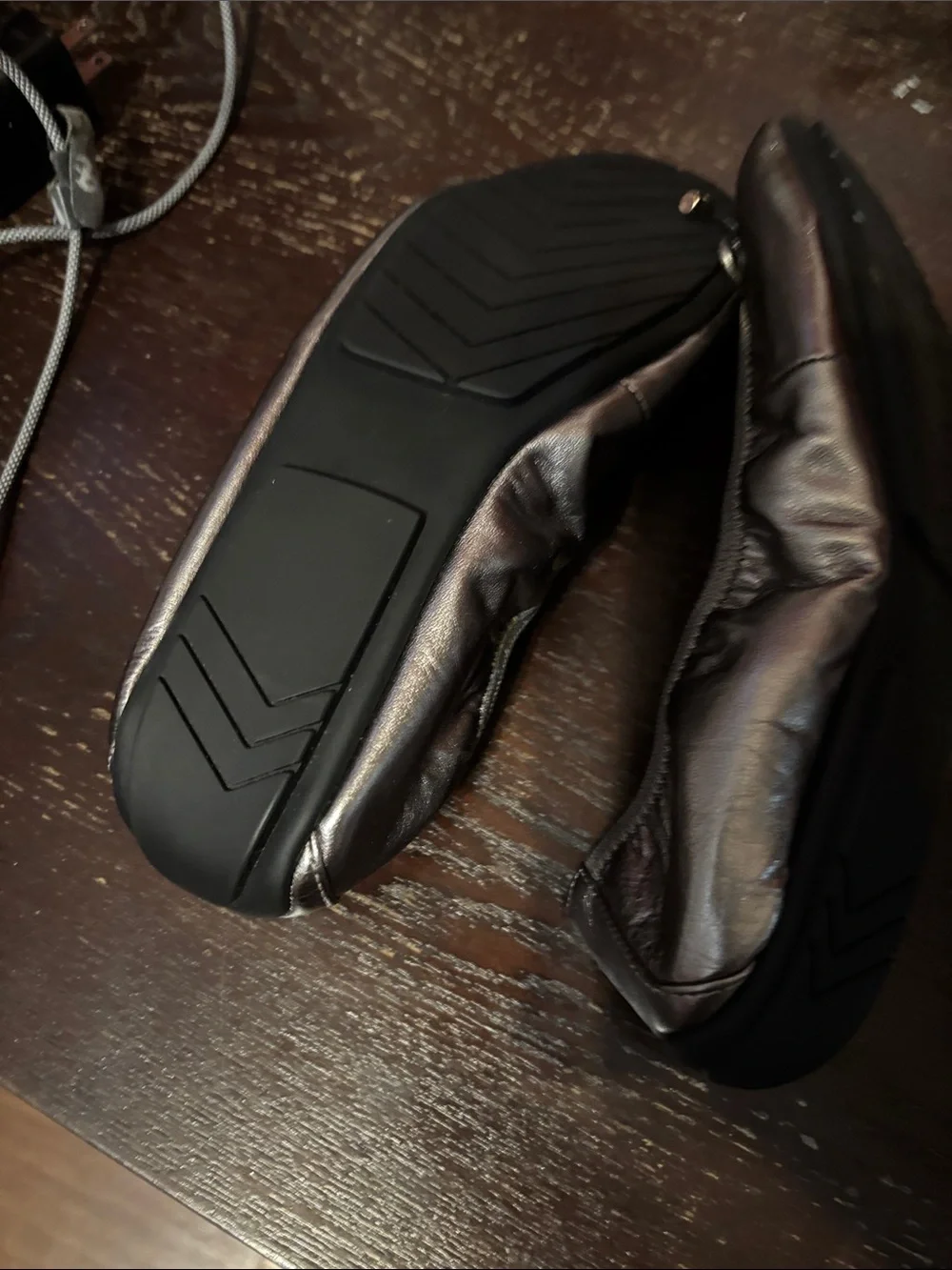 me too Metallic Black Ballet Flats - Women
